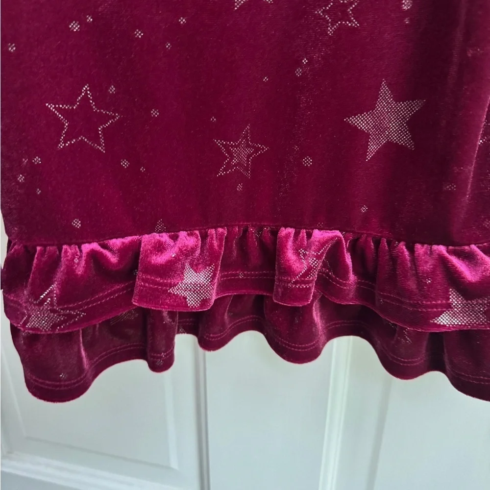 NWOT Gymboree 3T Maroon Velour Girls Star Long Sleeve Top Blouse